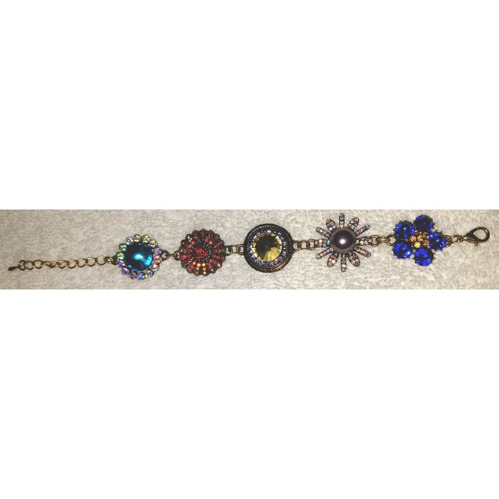 Swarvoski crystals and antique gold tone bracelet